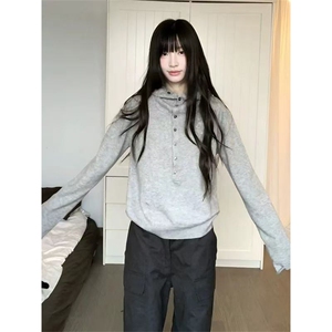 网图有货 简约超软糯亲肤连帽针织衫男女散口卷边毛衣 A1276-P72图片