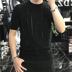 2025韩版男士夏季薄款修身短袖潮流半袖上衣休闲简约圆领透气T恤，男装T恤，星座506A
