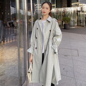 2021春装新款时尚气质减龄宽松中长款风衣外套图片
