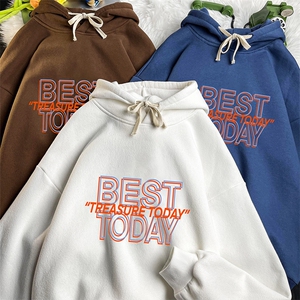 WY2181-P35 加绒款-P40 纯棉连帽卫衣男大码运动帽衫宽松薄图片