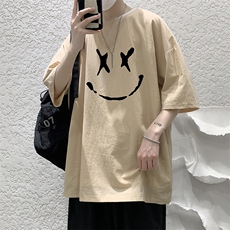YT26190-P30NASA亚短袖t恤男大码五分袖男宽松七分袖港风模特，男装T恤，电商A040