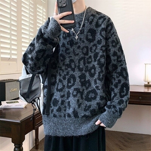 76310-特P70新年红色毛衣男秋冬加厚保暖大码重磅斑波点针织衫图片