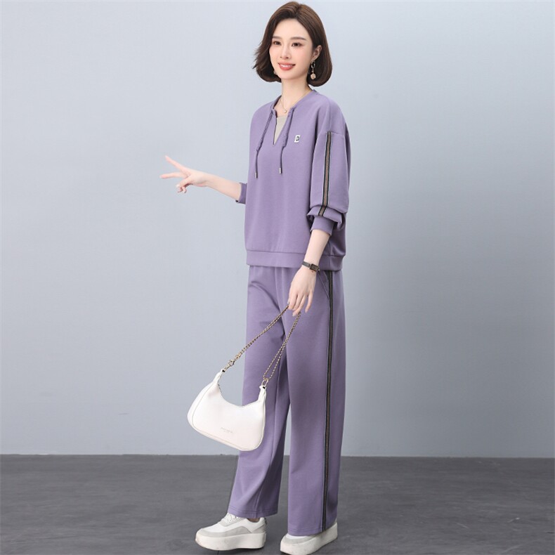 2026春秋季时尚简约大方气质优雅显瘦休闲潮流撞色套装,女装套装/套裙,独衣靓