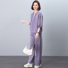 2026春秋季时尚简约大方气质优雅显瘦休闲潮流撞色套装，女装套装/套裙，独衣靓