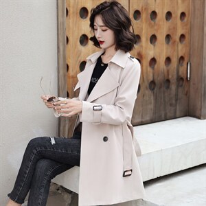 2021秋装新款时尚简约气质韩版中长款风衣,女装风衣,姿衣坊