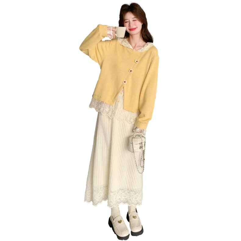 新款大货已出针织上衣2件套半裙套装607-p175-k279,女装套装/套裙,2C062