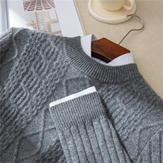 七针加厚~绞花复古半高领休闲男山羊绒衫25秋冬新款保暖针织毛衣，男装羊绒套衫，牧群羊绒