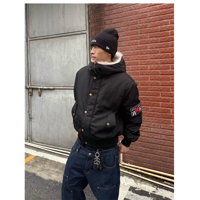 有货 豹纹貂毛连帽棉服男女冬季保暖潮牌情侣棉衣外套MF423-P103图片