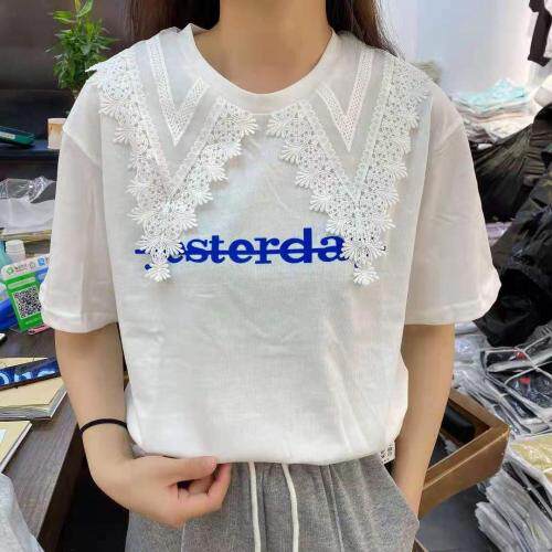 新款夏装蕾丝领T，女装，蘑菇兄弟