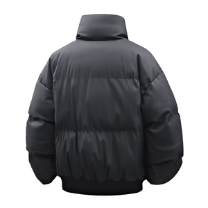 现货5W件冬季三防重磅硬挺boxy短款羽绒立领PU皮棉衣外套加厚棉服图片