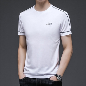 HP8051夏季新款男士T恤衫简约印花男士短袖圆领通勤男装图片