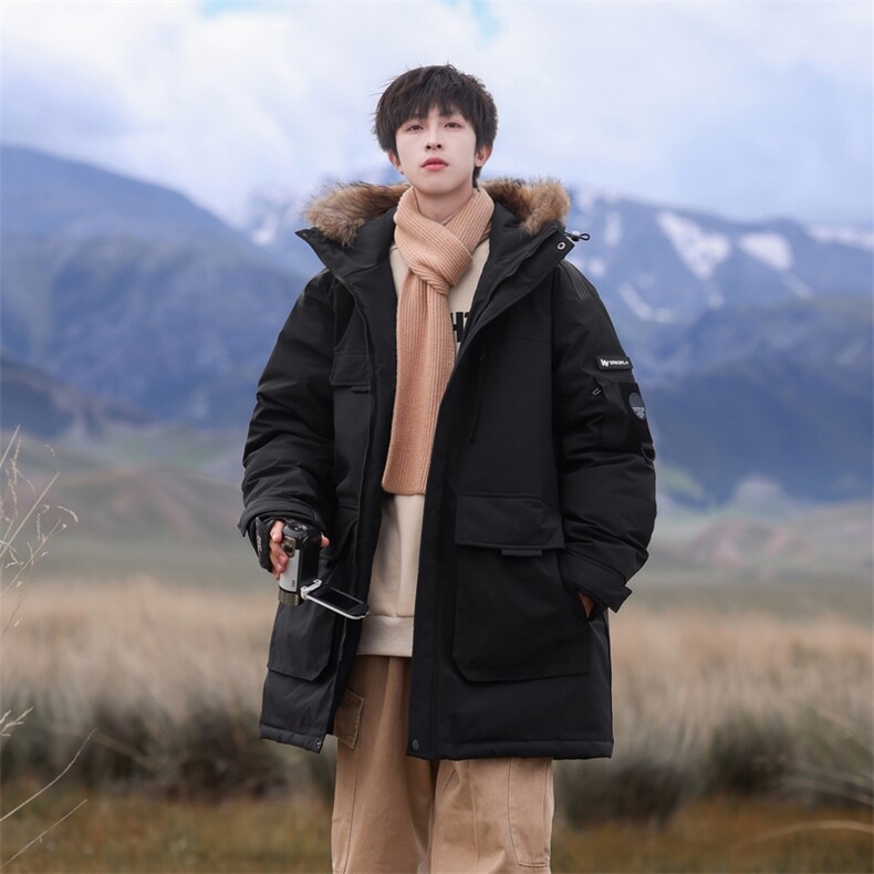 Y0305-P328冬季新款85%白鸭绒连帽可脱卸毛领中长款羽绒服外套,男装羽绒服,星座109
