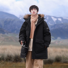 Y0305-P328冬季新款85%白鸭绒连帽可脱卸毛领中长款羽绒服外套，男装羽绒服，星座109