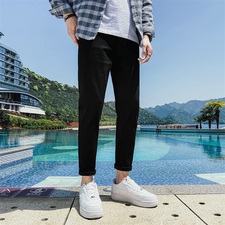 夏季薄款宽松直筒牛仔裤男士休闲潮流修身小脚韩版九分裤5611-P45,男装牛仔裤,电商A318