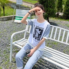 冰丝牛仔套装女2024夏季新款洋气减龄薄款遮肉显瘦休闲运动两件套，女装套装/套裙，靓星雨