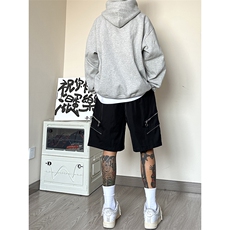 B221美式ins高街暗黑小众拉链宽松五分裤短裤LK23061-P50控68，男装休闲裤，电商B221
