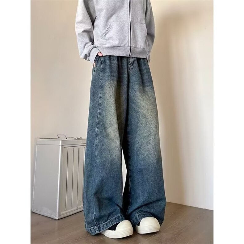 日系新款潮流男女美式复古阔腿直筒百搭牛仔裤G123/P60,男装牛仔裤,星座506