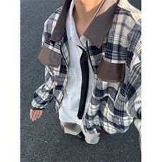 冬季新款棉衣男格子拼接刺绣男女同款保暖宽松棉服外套J223，男装夹克，星座1116A（原606A-3）