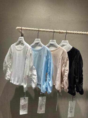 【现货】夏设计感七分袖褶皱防晒上衣，女装，ABout阿布