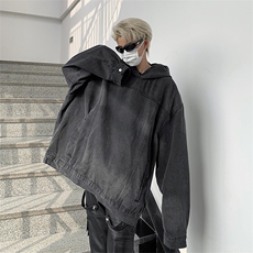 美式潮牌复古牛仔夹克连帽高街vibe宽松套头外套上衣男J8605-P65，男装夹克，星座1008