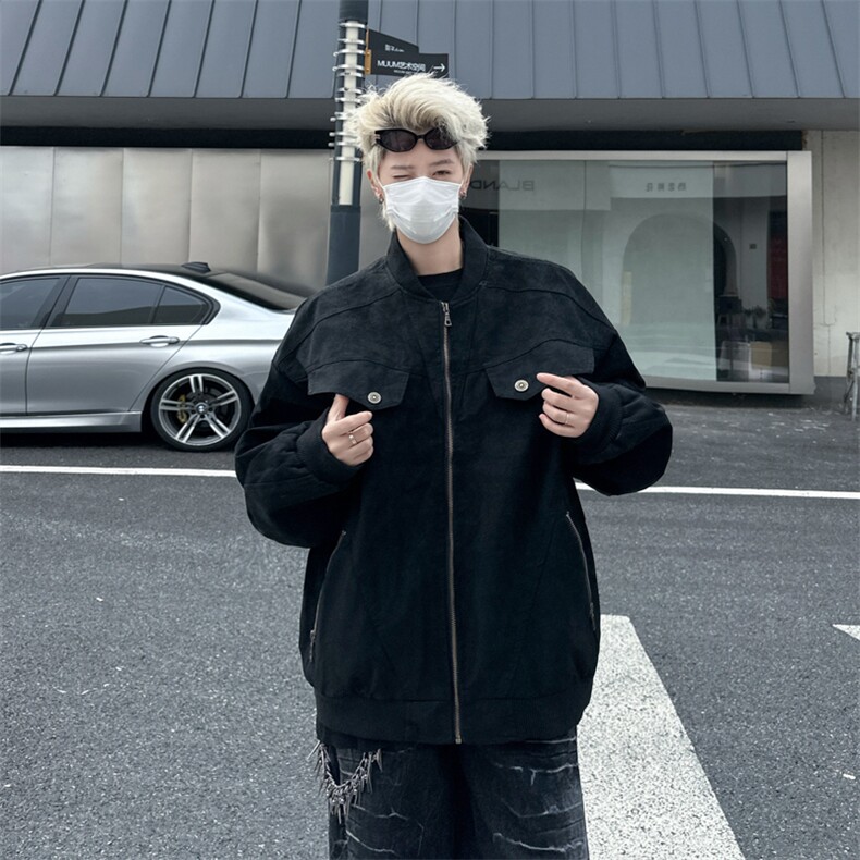 美式复古工装夹克男女春秋做旧宽松休闲情侣短款外套上衣,男装夹克,星座410-6（原星座1304-1）