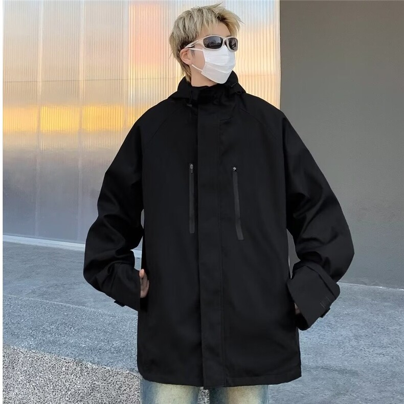 机能风连帽街休闲痞帅气工装外冲锋衣男春秋季潮牌外套C428/P65,男装夹克,星座506