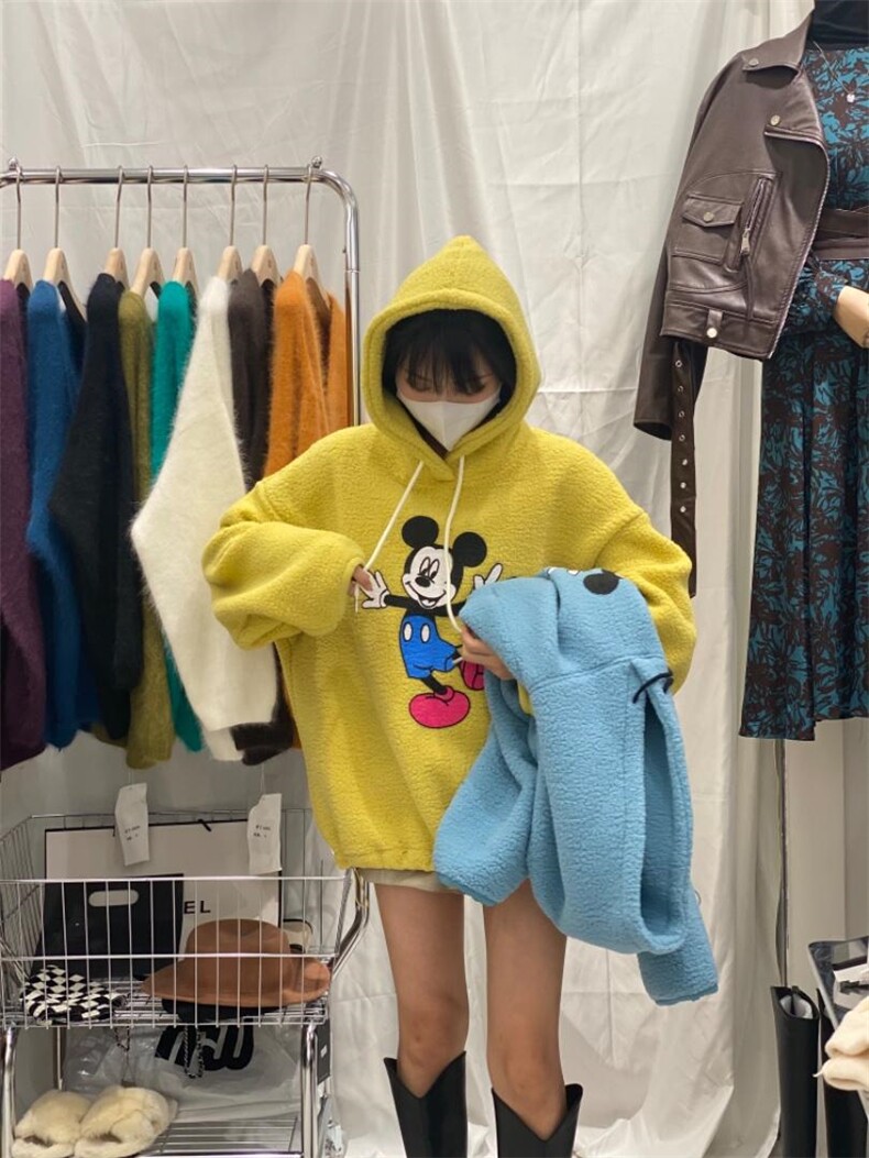 羊羔毛加绒保暖卫衣均码，女装卫衣/绒衫，MJJ