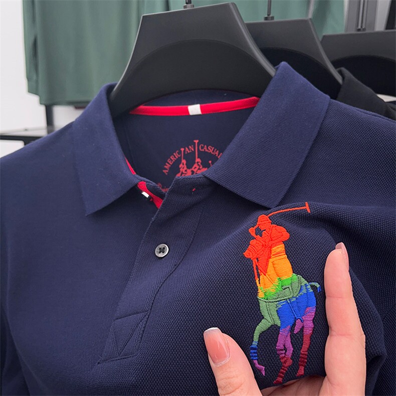 2023新款秋季体恤内搭纯棉保罗POLO衫韩版修身上衣服男士长袖T恤,男装Polo衫,电商B212（原钱塘6029）