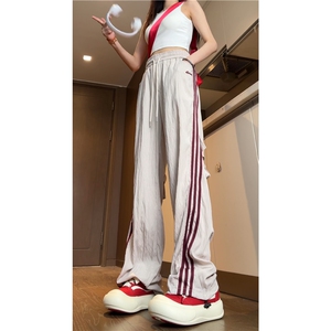 抖音品质夏季新款三条杠运动休闲宽松冰丝裤B315-K24222-p55控78图片