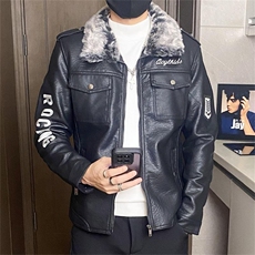 PY119-P180修身皮衣外套男新款男士皮衣外套飞行服夹克加绒保暖，男装夹克，电商D310B-1