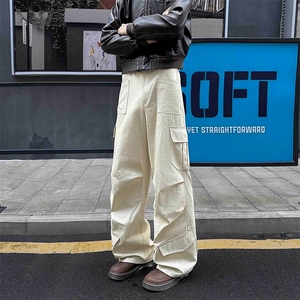 美式高街纯棉褶皱多口袋直筒显瘦休闲工装裤男K24091-特P55控108图片