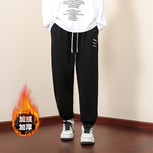 2305加绒/P55休闲裤男美式大码宽松潮男百搭长裤子卫裤男M-8XL,浓郁绿真丝短袖搭配啥色裤图片