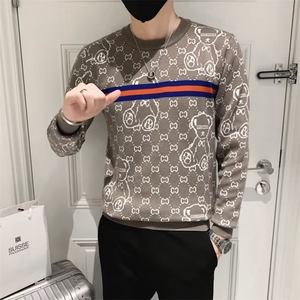 秋冬季小熊毛线衣男潮牌个性提花修身针织衫网红痞帅套头毛衣S511图片