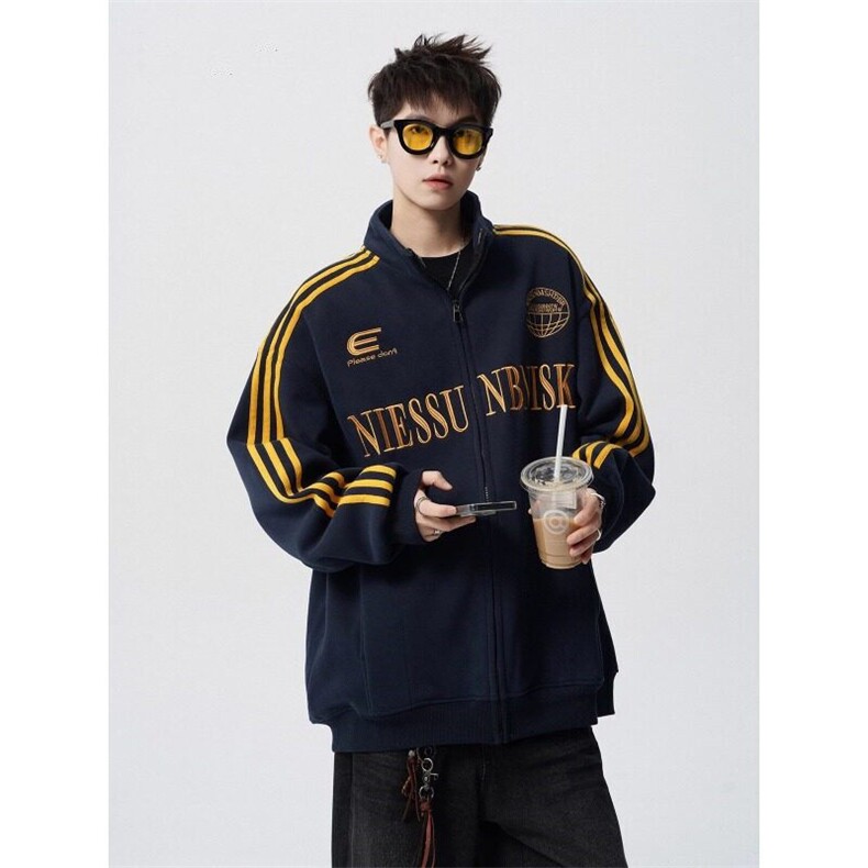 美式条纹休闲夹克男潮牌外套vibe高街百搭情侣开衫上衣LX966-p54,男装夹克,星座1008