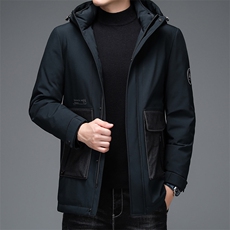 2023冬季中青年纯色连帽羽绒服爸爸装时尚外套上衣DFLDY7001-P285，男装羽绒服，电商B212（原钱塘6029）