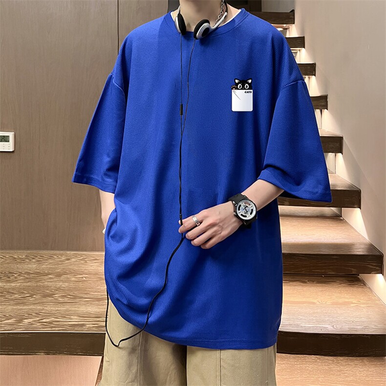 华夫格t恤男短袖男大码五分袖大皂风HT73397-P22,男装T恤,电商A040