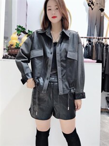 水洗皮拼针织图片