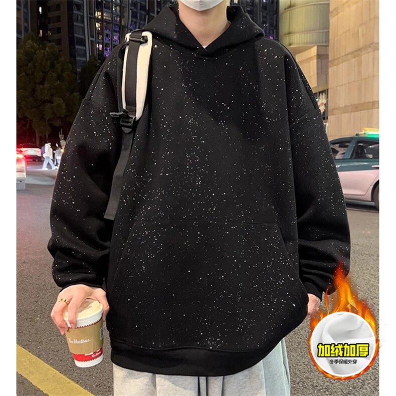 480G重磅加绒硬挺boxy男女秋冬美式高街结构满天星连帽卫衣厚外套，女装短外套，电商A486