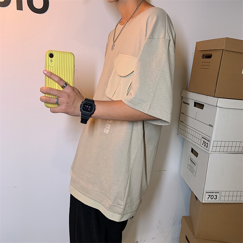 703-T182-P30夏季假两件休闲T恤立体小口袋,男装T恤,星座703