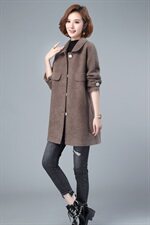 呢子大衣女中长款2021新款秋冬休闲高端羊毛流行毛呢外套高贵，女装毛呢外套，伊满意