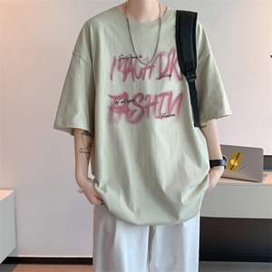 已注册/夏季内景重磅复古休闲短袖T恤男潮宽松打底衫DT00173/P25图片