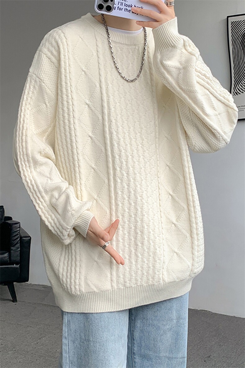 8XL-M圆领毛衣男秋冬季宽松慵懒套头麻花针织衫毛线衣MY19005P68,男装针织衫/毛衣,电商B312