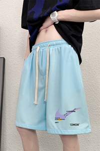 HD74259-P22 华夫格短裤男大码宽松五分裤男直筒中裤图片