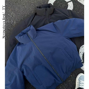 藏青色飞行夹克棉服男款冬季加厚保暖棉衣美式cleanfit棒球服外套图片