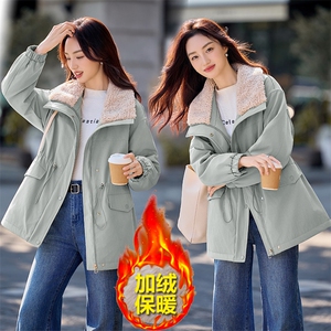 现货秒发2025冬装新款韩版休闲加厚保暖大翻领派克服棉衣棉服外套图片