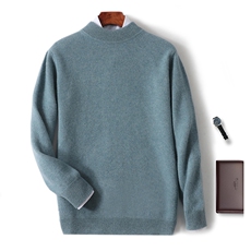 秋冬季新款舒适时尚百搭七针双层领半高羊毛衫，男装羊毛衫，牧圣羊绒