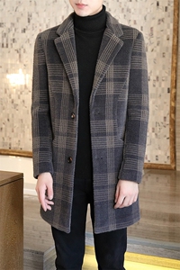 秋冬高品质新款毛呢大衣中长款韩版修身休闲风衣男N72P180控268图片