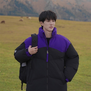 港风潮牌新款拼色立领棉服潮流保暖棉衣M071-P85控118图片