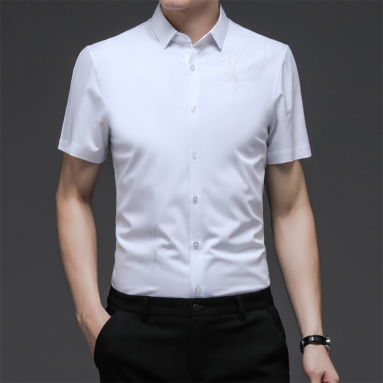 C8808钱塘2020-1中年男士商务休闲百搭夏季薄款短袖衬衫P53,男装T恤,钱塘207-1