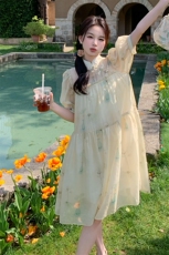 【现货】法式复古盘扣新中式连衣裙ZB285-1813-P120-K178，女装连衣裙，浙宝285（原212）